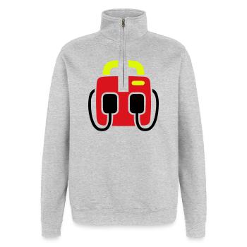 Defibrillator AED Erste Hilfe - Quarter-Zip-Sweatshirt - Grau meliert - Vorne - AI Model Female 172 light (172cm) & AI Model Male 178 dark (178cm)