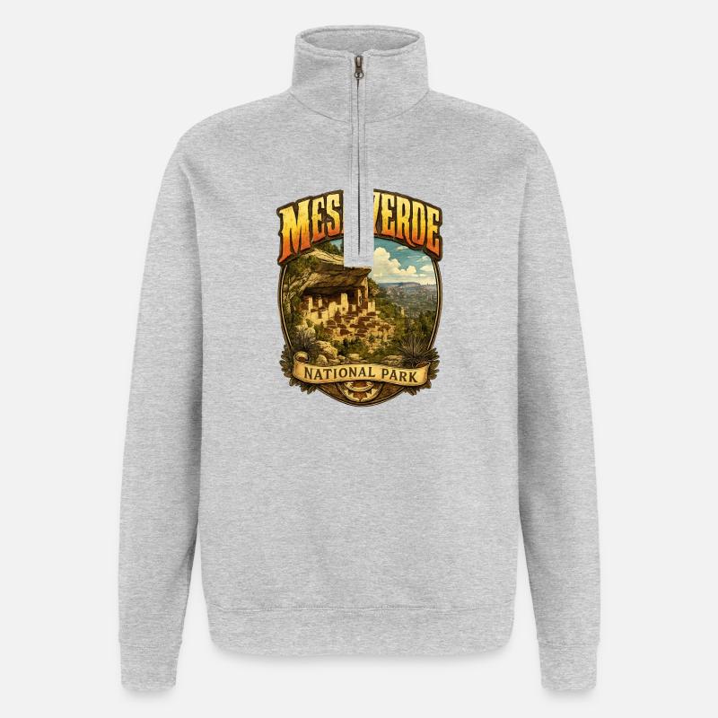 Parc national de Mesa Verde - Sweat à zip 1/4 - gris chiné