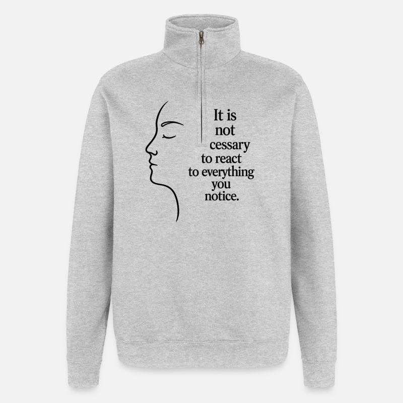 Observation without reaction - Quarter-Zip Sweatshirt - heather grey