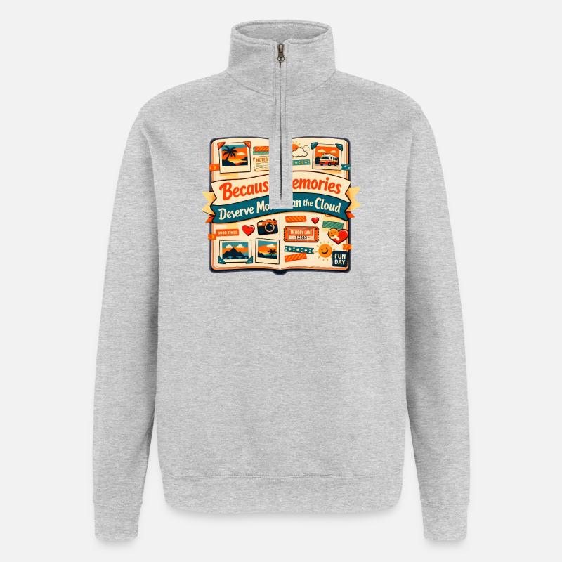 More than cloud | Scrapbooking Photos - Quarter-Zip Sweatshirt - heather grey