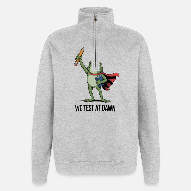 Dawn Test Frog Hero - Quarter-Zip Sweatshirt - heather grey