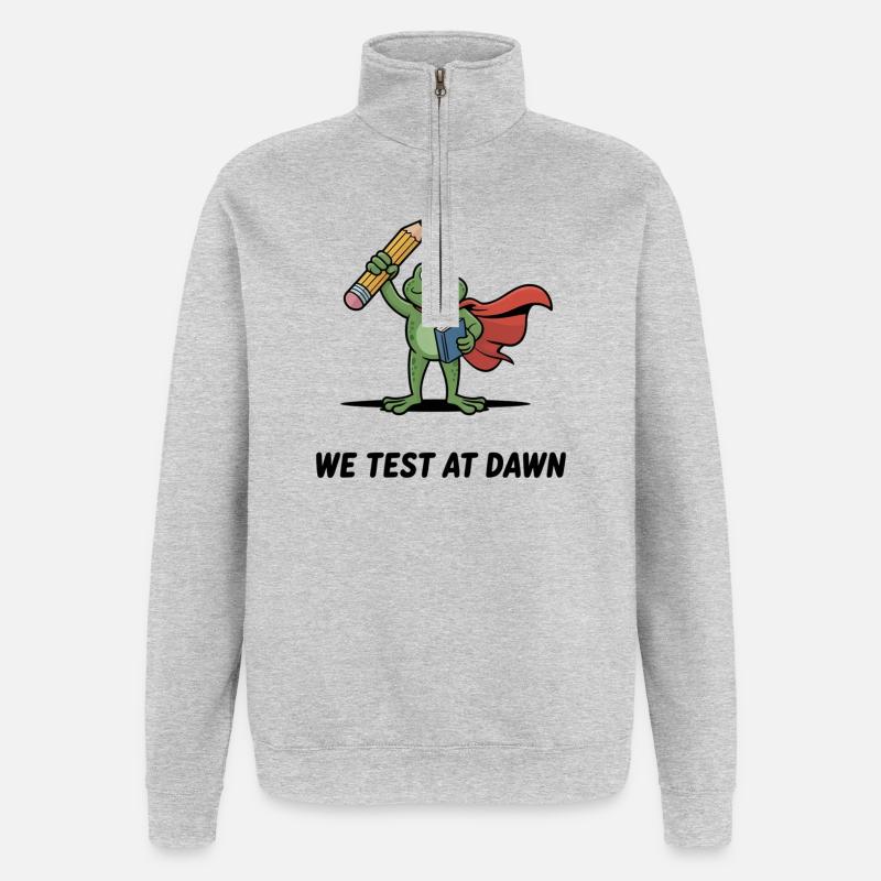 Dawn Test Frog Hero - Quarter-Zip Sweatshirt - heather grey
