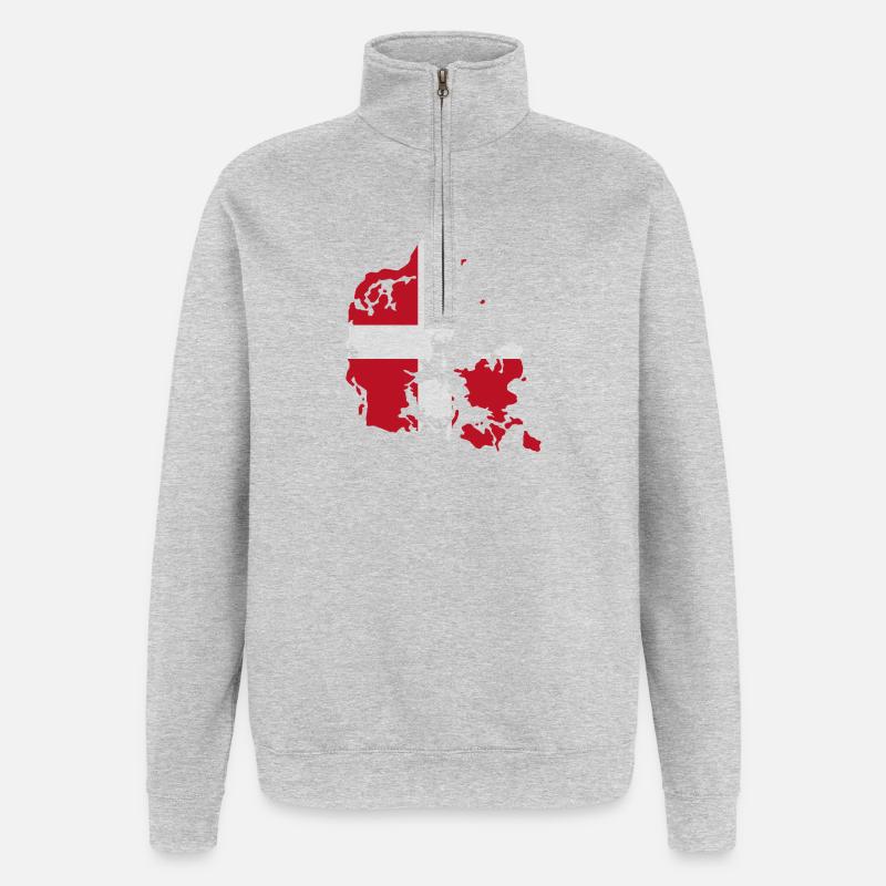 Denmark Flag Map - Quarter-Zip Sweatshirt - heather grey