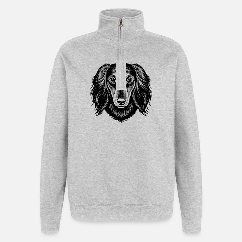 Dachshund long haired - Quarter-Zip Sweatshirt - heather grey