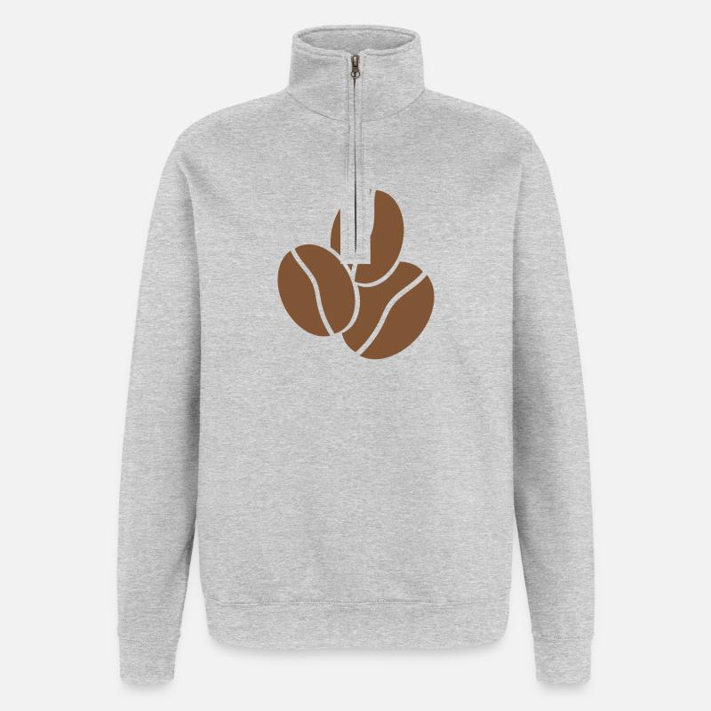 Grains de café - Sweat à zip 1/4 - gris chiné