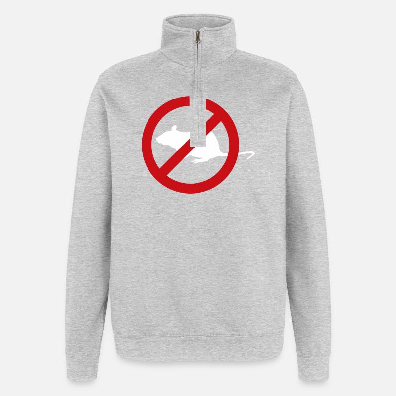 No Mice Emblem Graphic - Quarter-Zip Sweatshirt - heather grey
