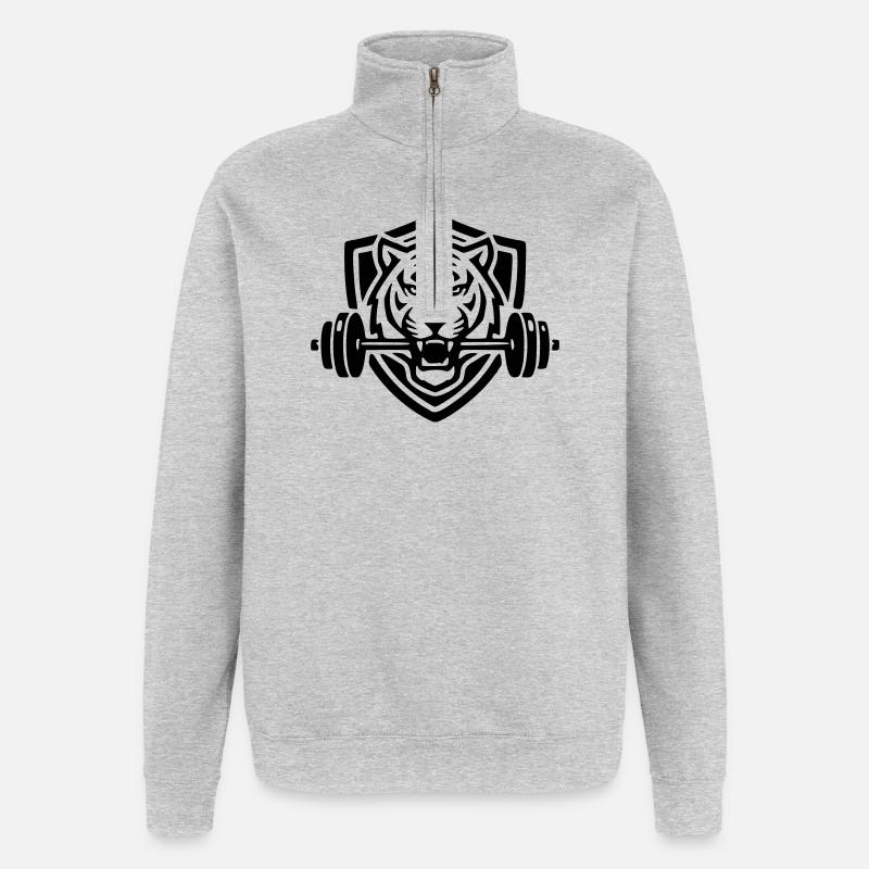 Tigre - Sweat à zip 1/4 - gris chiné