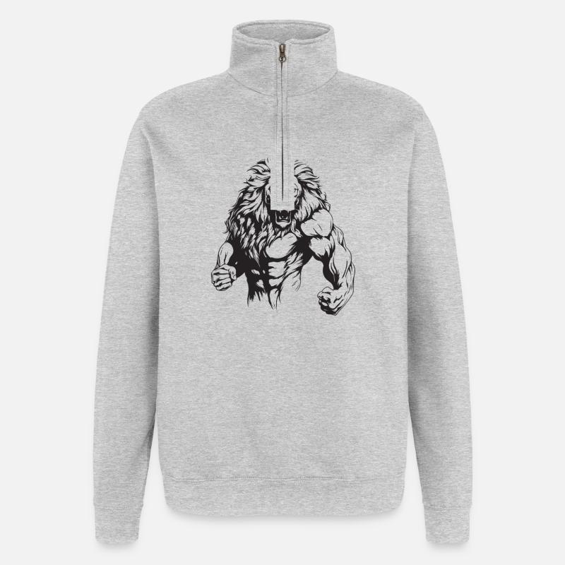 Lion Bodybuilding - Sweat à zip 1/4 - gris chiné