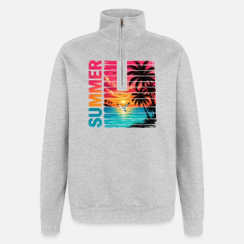 retro summer - Quarter-Zip Sweatshirt - heather grey