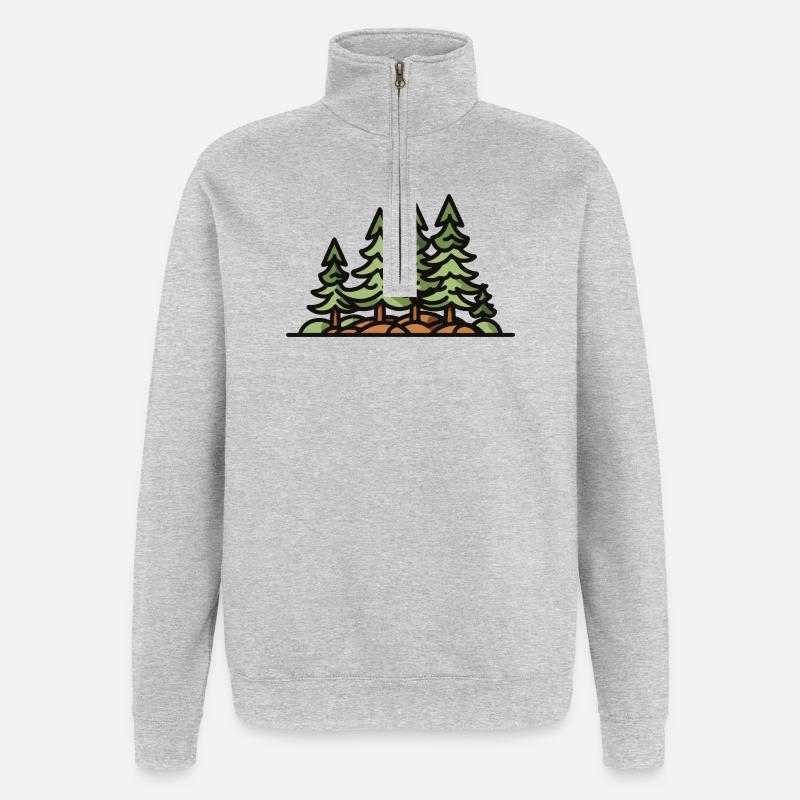 Arbres forestiers - Sweat à zip 1/4 - gris chiné