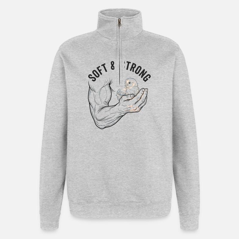 Strong and Gentle - Quarter-Zip Sweatshirt - heather grey