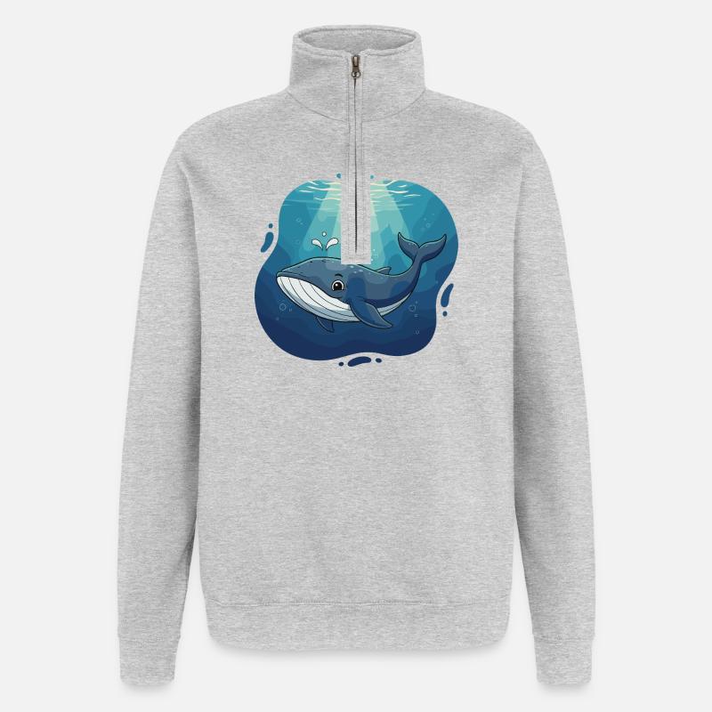 Oceanic whale in sunlight - Quarter-Zip Sweatshirt - heather grey