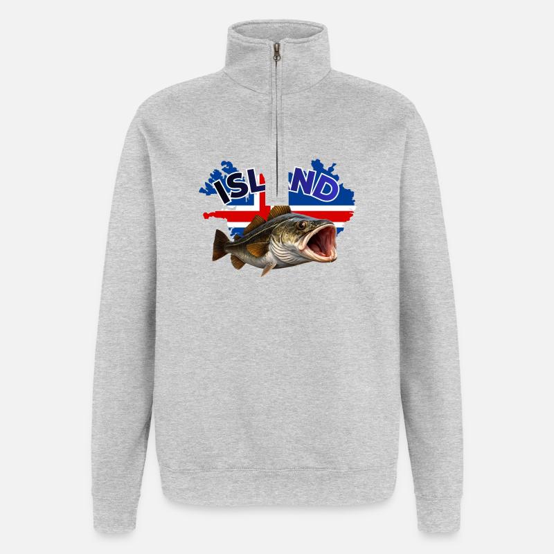 Iceland Cod Fishing - Quarter-Zip Sweatshirt - heather grey
