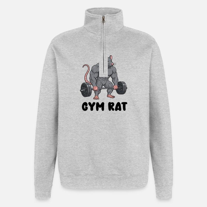 Muscular rat in comic style - Quarter-Zip Sweatshirt - heather grey