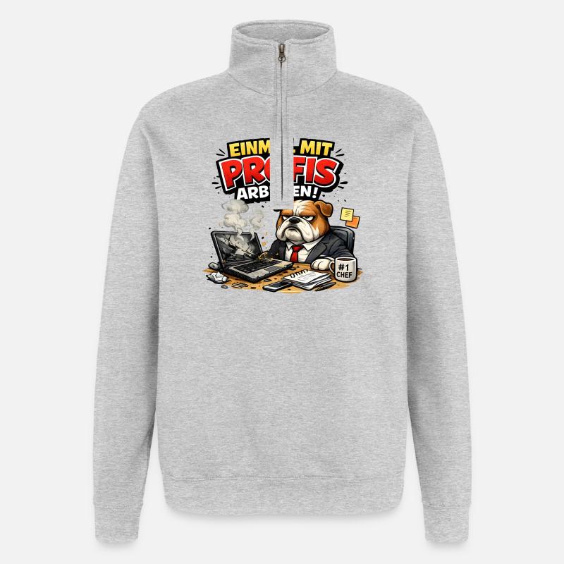 Einmal mit Profis arbeiten - Quarter-Zip-Sweatshirt - Grau meliert