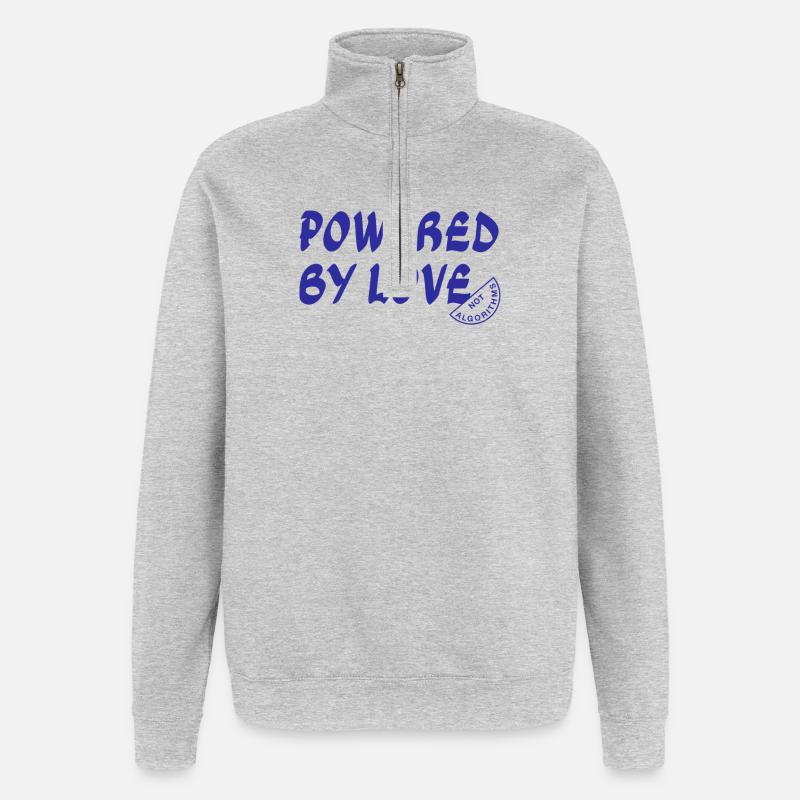 Angetrieben von Love Not Algorithms - Quarter-Zip-Sweatshirt - Grau meliert