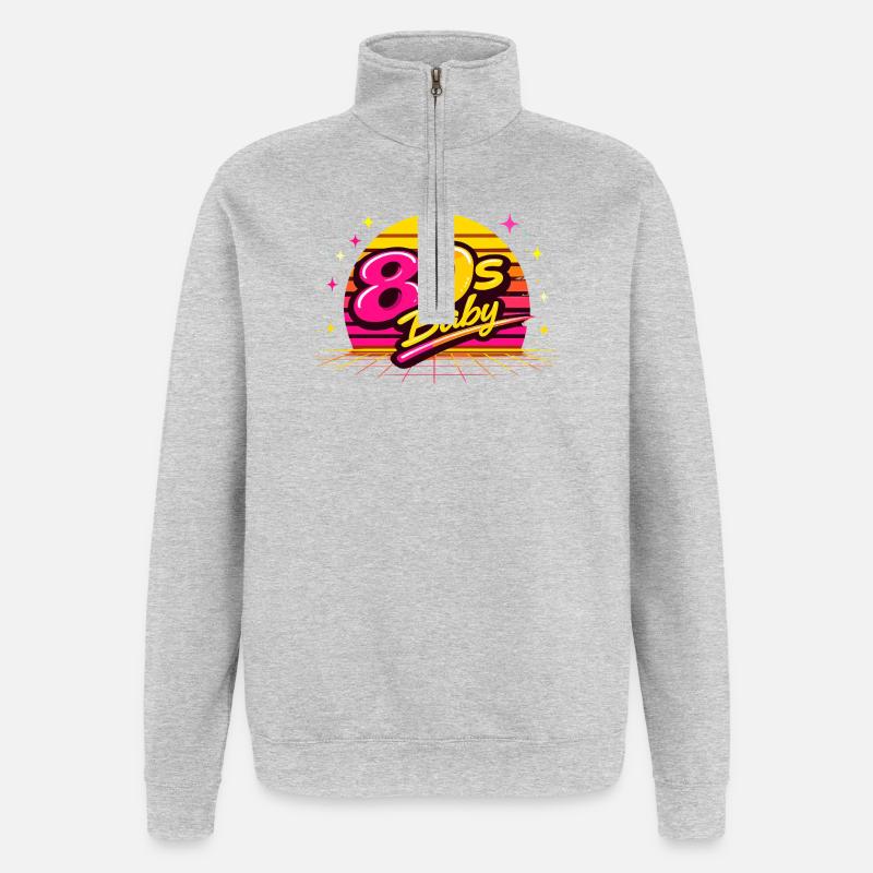 80s Retro Disco - Quarter-Zip Sweatshirt - heather grey