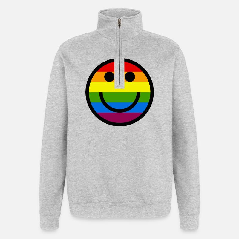 Pride Smile - Quarter-Zip Sweatshirt - heather grey