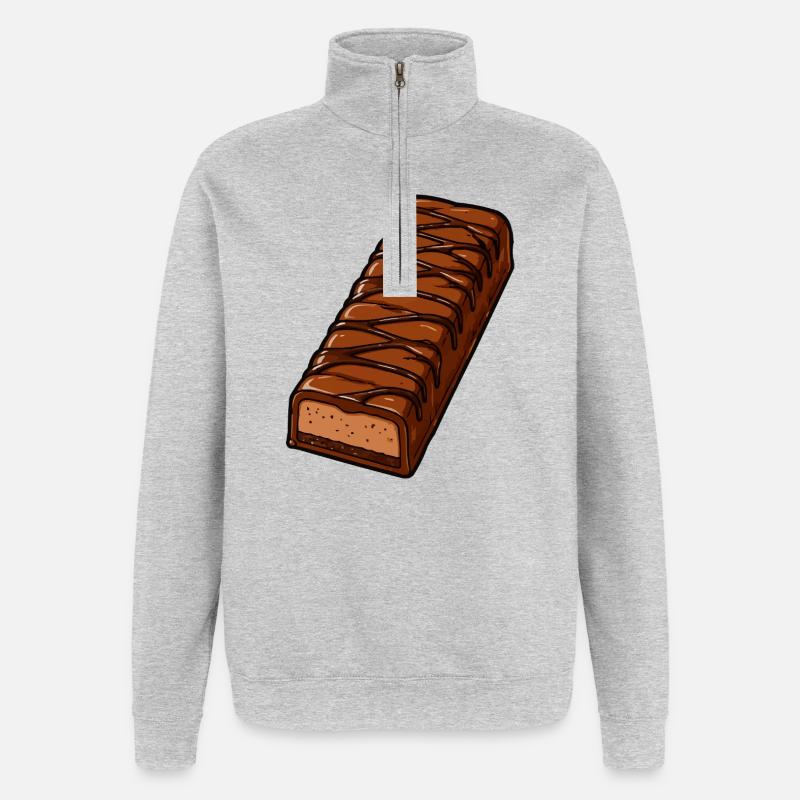 Chocolate Bar with Zigzag Glaze - Quarter-Zip Sweatshirt - heather grey
