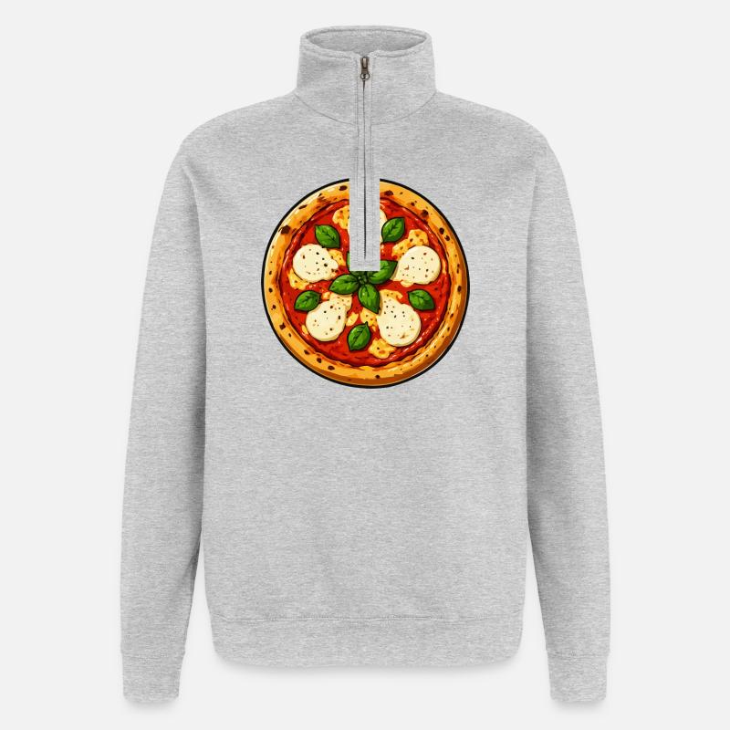 Bande dessinée Basil Pizza - Sweat à zip 1/4 - gris chiné