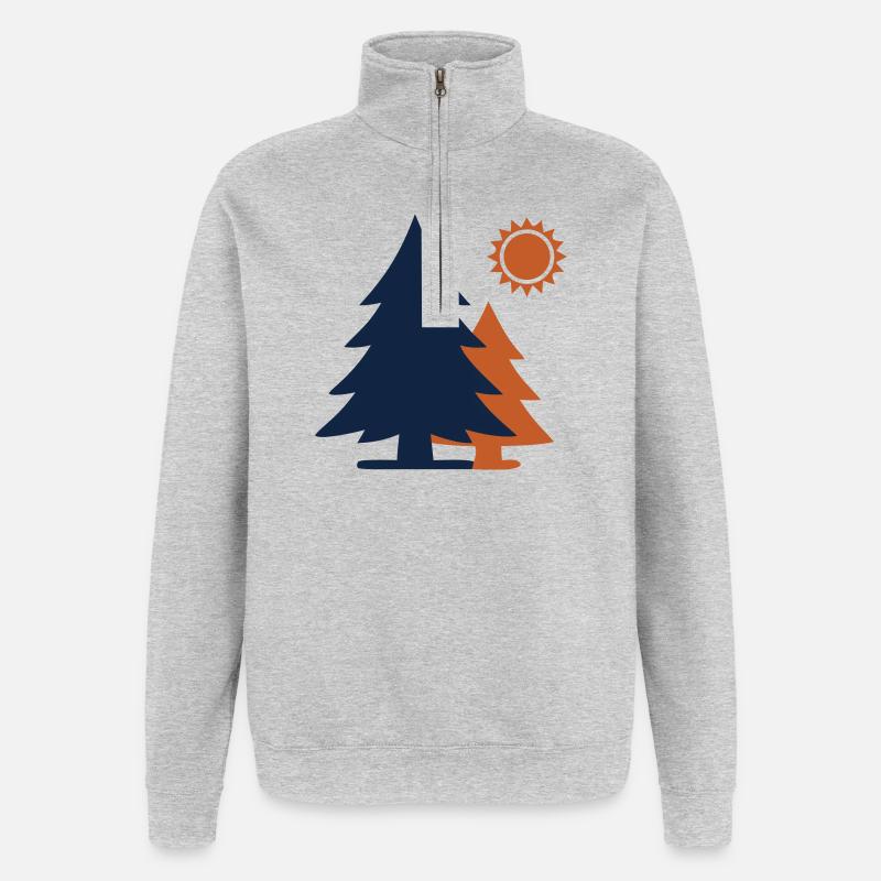 Fir Trees Forest Sun Minimalism - Quarter-Zip Sweatshirt - heather grey