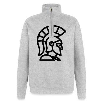spartan - Sweat à zip 1/4 - gris chiné - Devant - AI Model Female 172 light (172cm) & AI Model Male 178 dark (178cm)