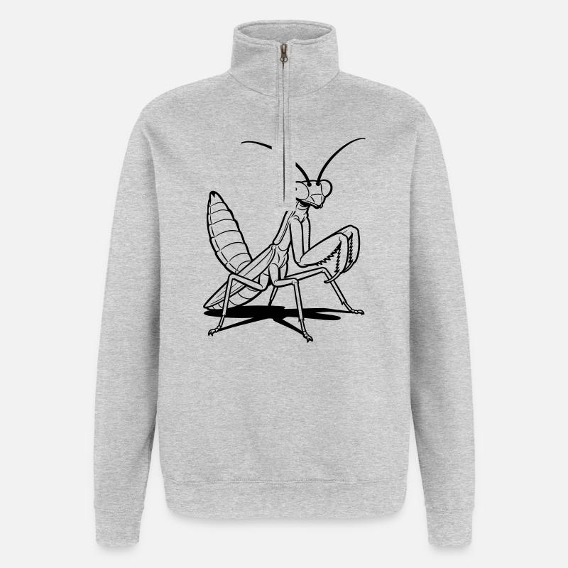 mante religieuse - Sweat à zip 1/4 - gris chiné