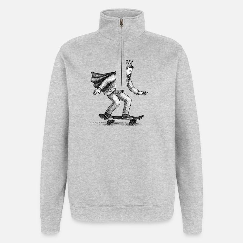 Gekrönter Eiskunstlaufkönig - Quarter-Zip-Sweatshirt - Grau meliert