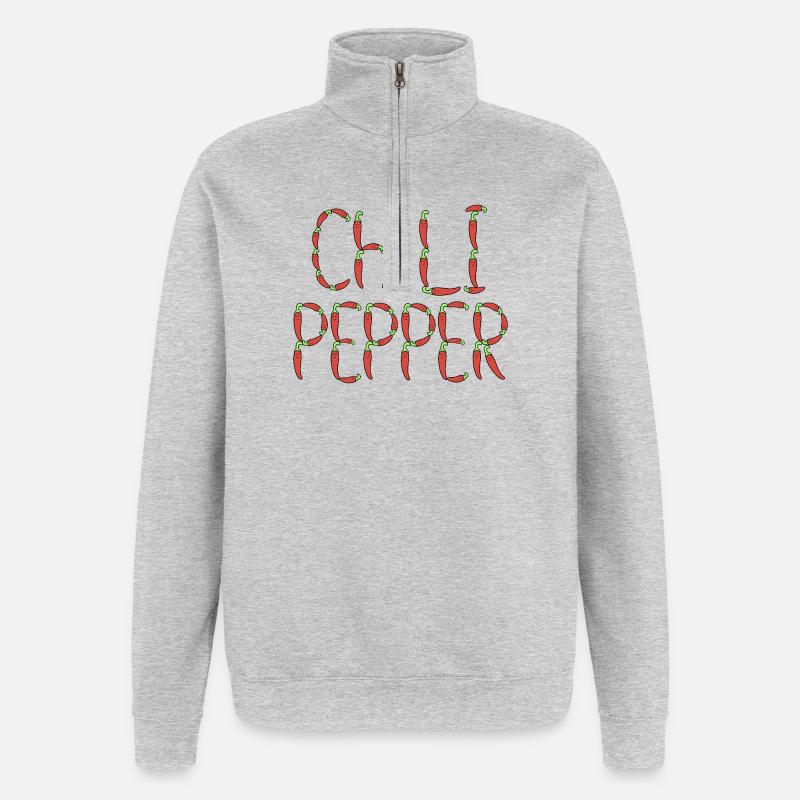 Chili pepper typography - Quarter-Zip Sweatshirt - heather grey