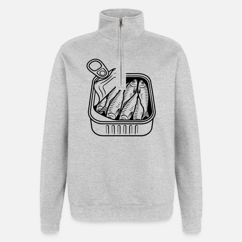 Sardinen - Quarter-Zip-Sweatshirt - Grau meliert