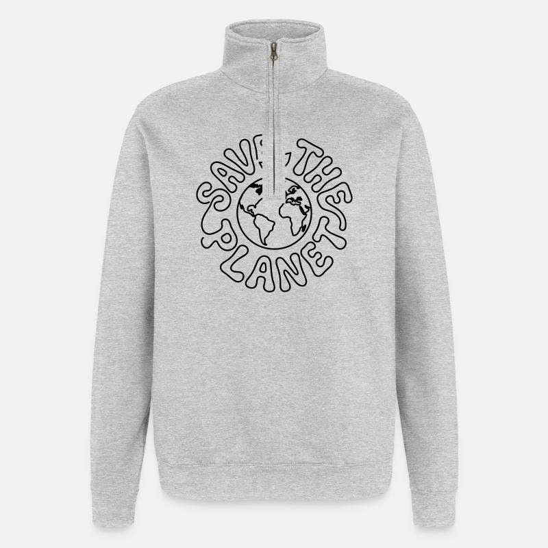 Save the planet - Quarter-Zip Sweatshirt - heather grey