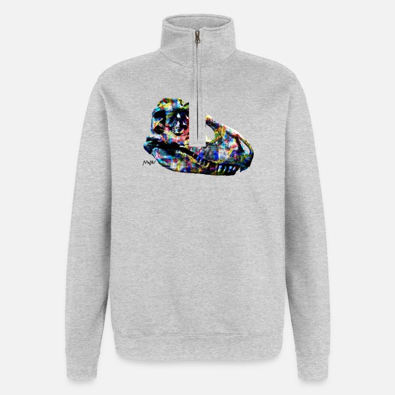 tarbosaurus - Quarter-Zip Sweatshirt - heather grey
