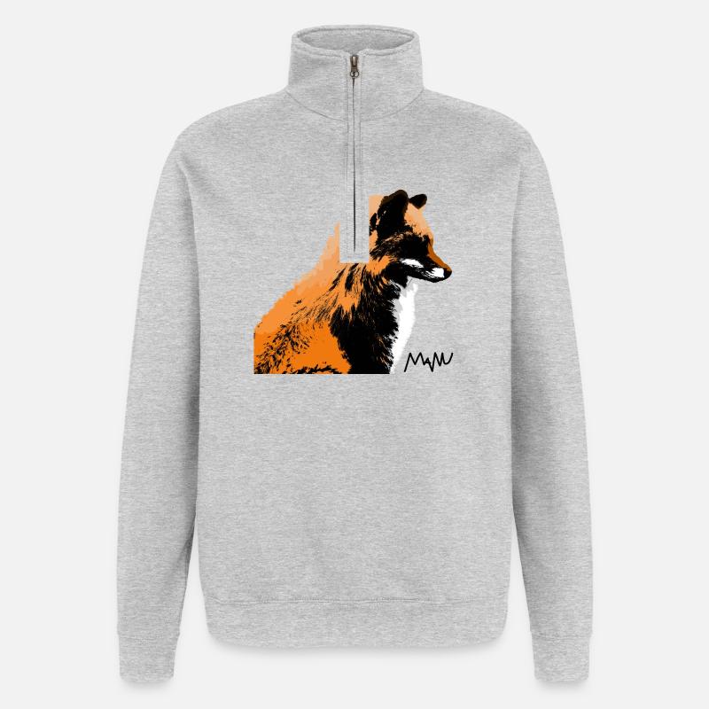 Fuchs - Quarter-Zip-Sweatshirt - Grau meliert