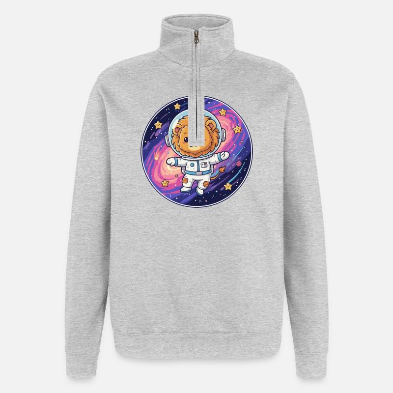 Leo astronaut in space - Quarter-Zip Sweatshirt - heather grey