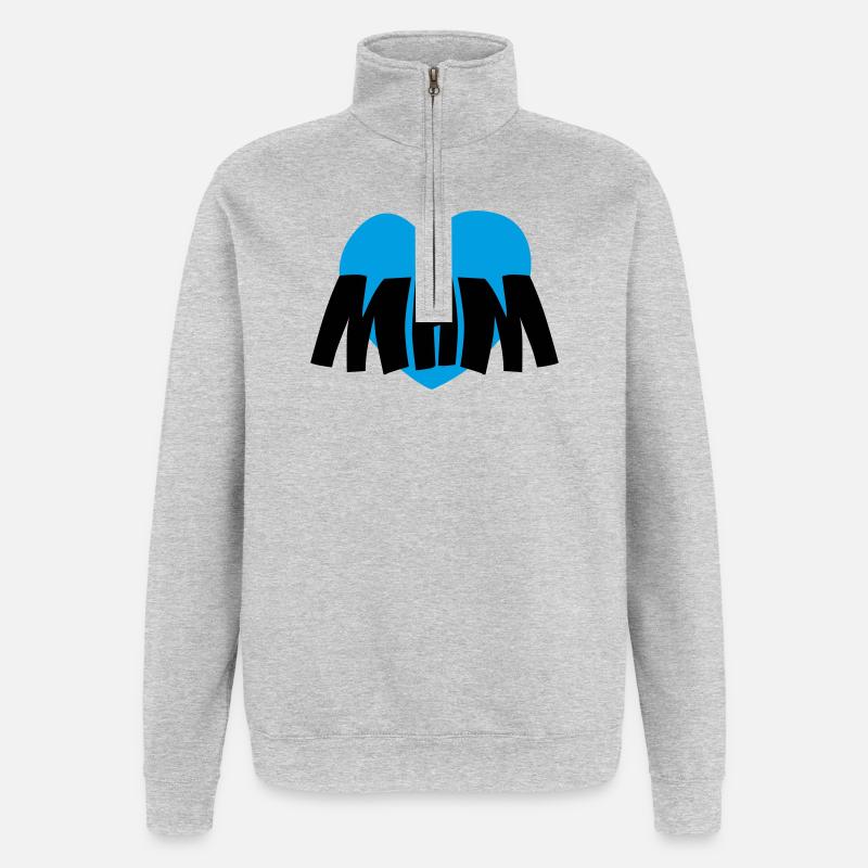 Mama-Herz - Quarter-Zip-Sweatshirt - Grau meliert