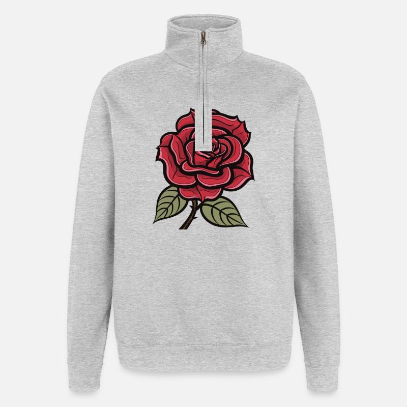 Rose Love - Quarter-Zip Sweatshirt - heather grey
