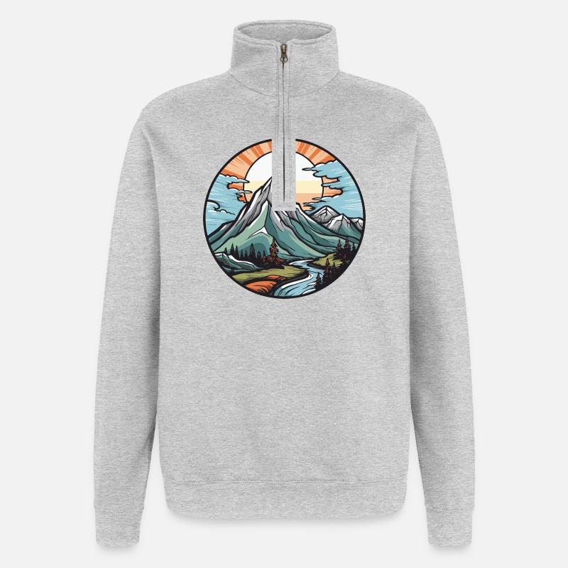 Mountains Landscape - Quarter-Zip Sweatshirt - heather grey