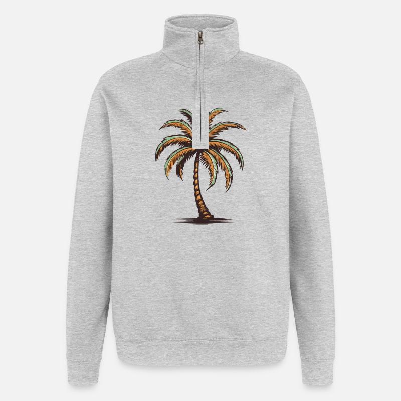 Île Palm - Sweat à zip 1/4 - gris chiné