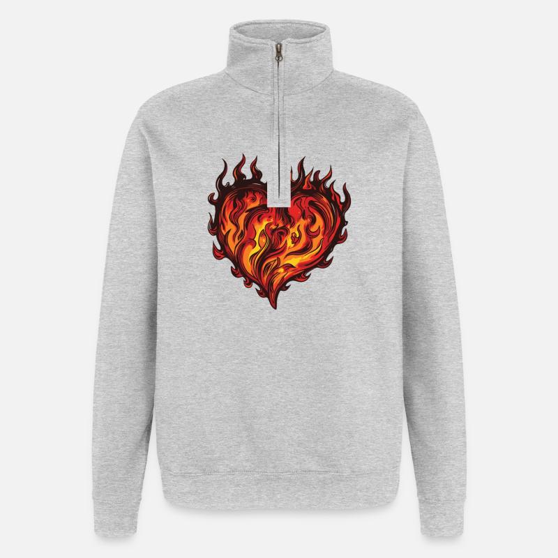 Flamme du Cœur - Sweat à zip 1/4 - gris chiné