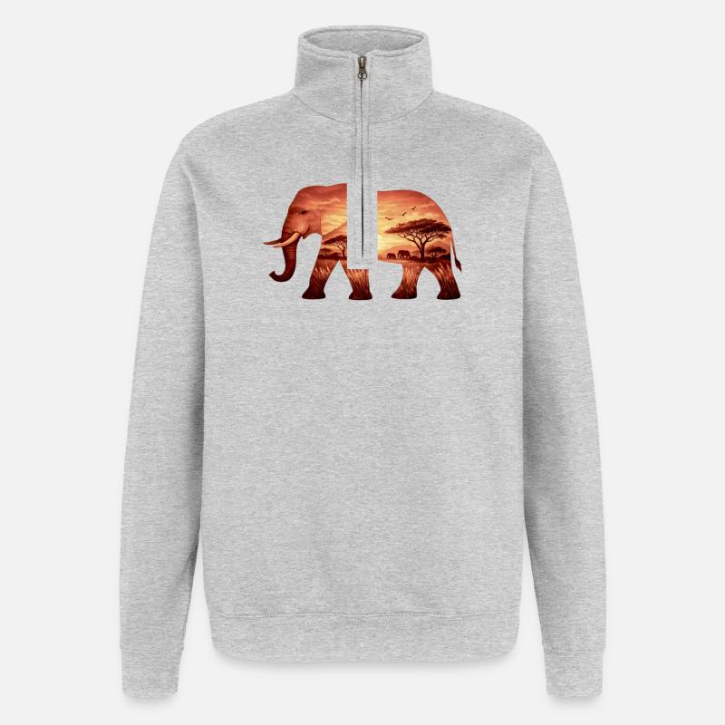 Elephant on Savannah - Quarter-Zip Sweatshirt - heather grey