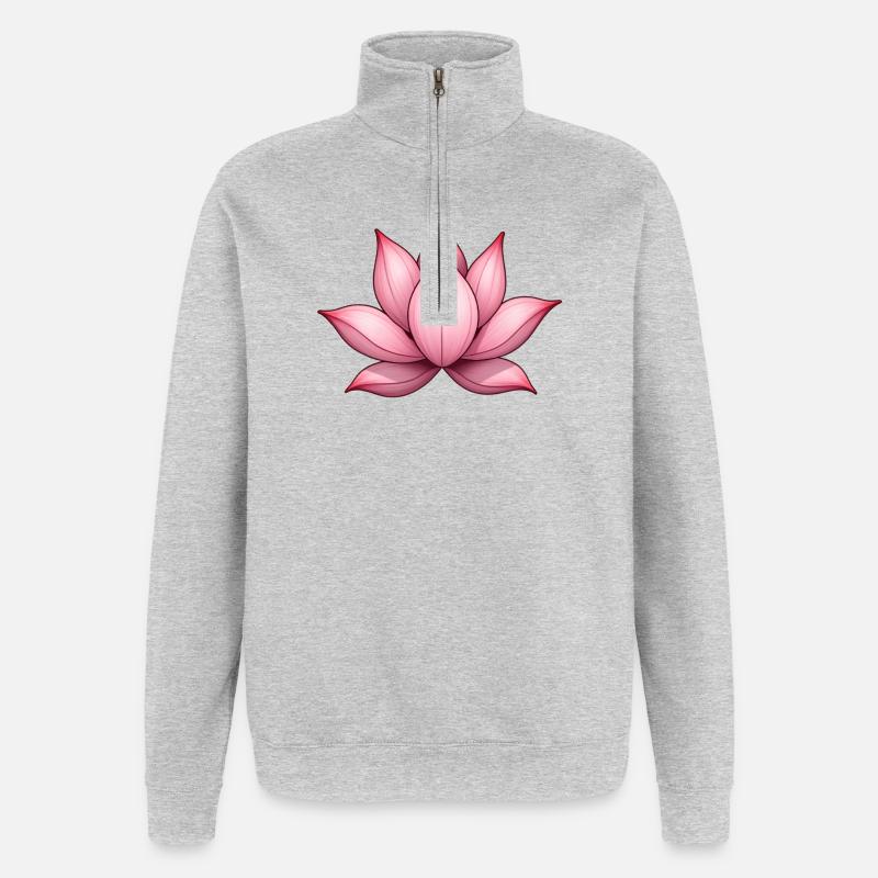 Lotusblume Seerose - Quarter-Zip-Sweatshirt - Grau meliert