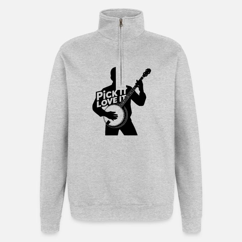 Banjo - Choisis-le, adore Bluegrass Banjo - Sweat à zip 1/4 - gris chiné