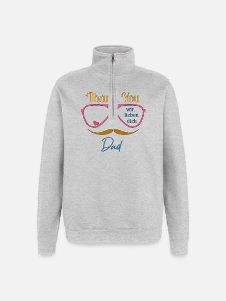 Danke Dad - Quarter-Zip-Sweatshirt - Grau meliert