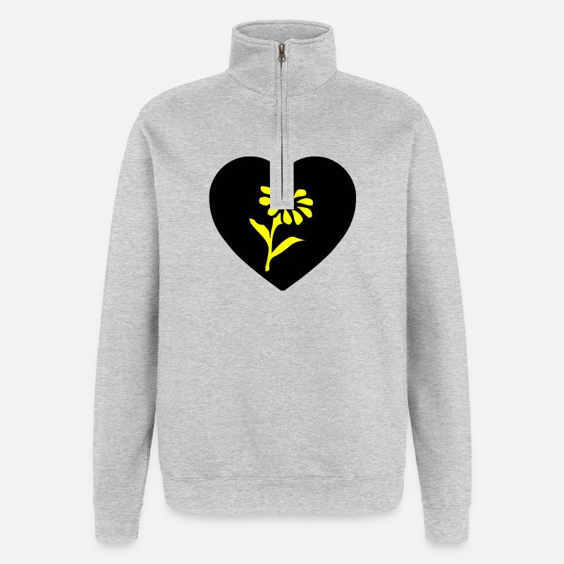 Blumen - Quarter-Zip-Sweatshirt - Grau meliert