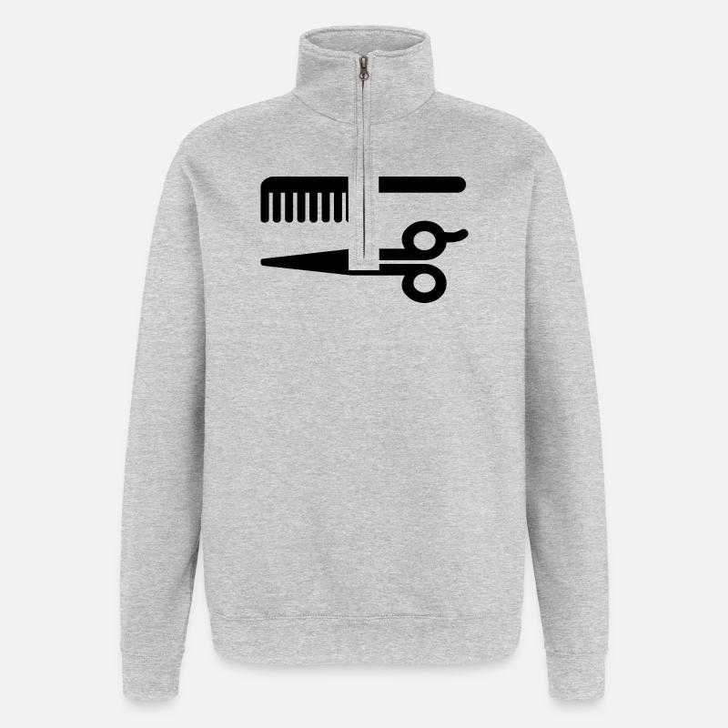 coiffeur - Sweat à zip 1/4 - gris chiné