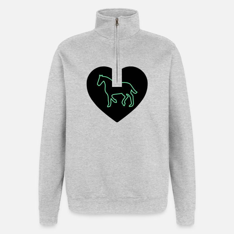 Pferde - Quarter-Zip-Sweatshirt - Grau meliert