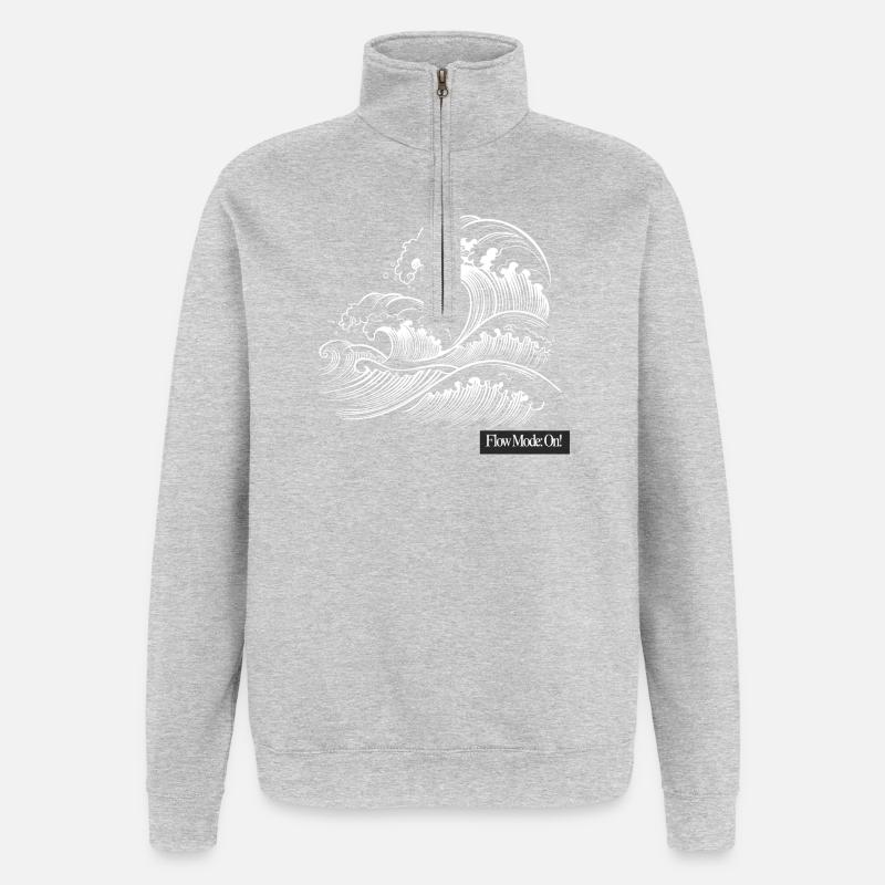 Waves Ukiyoe Line Soaring - Quarter-Zip Sweatshirt - heather grey