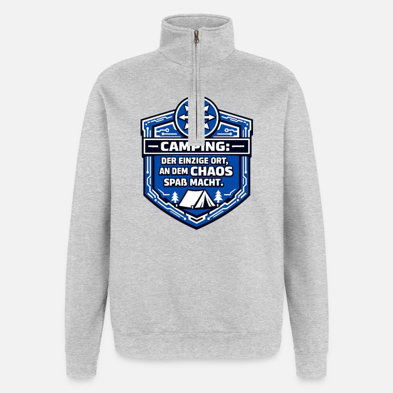 Camping Camper - Chaos is fun - Quarter-Zip Sweatshirt - heather grey