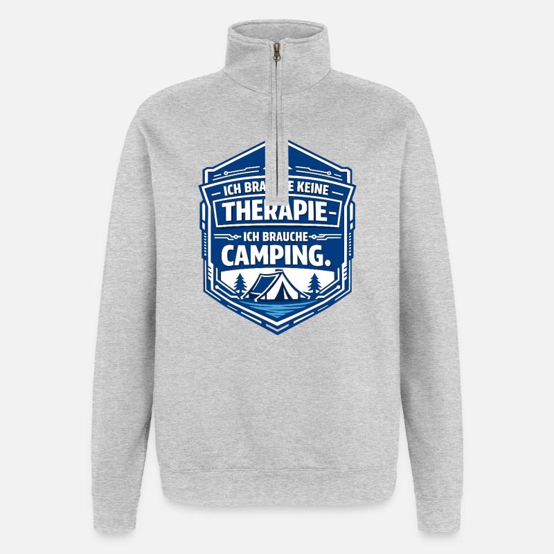 Camping - Sweat à zip 1/4 - gris chiné