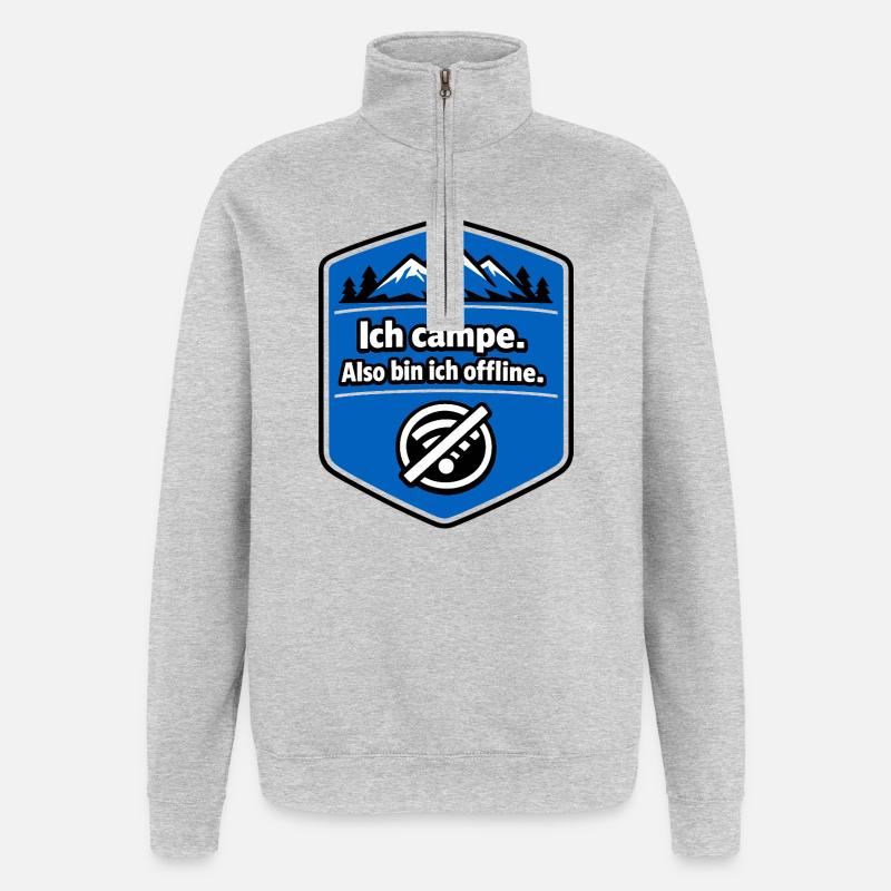Camping - I'm offline - Quarter-Zip Sweatshirt - heather grey